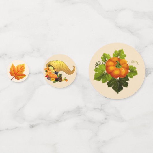 Beige en bruine Thanksgiving tafel Confetti (Voorkanten)