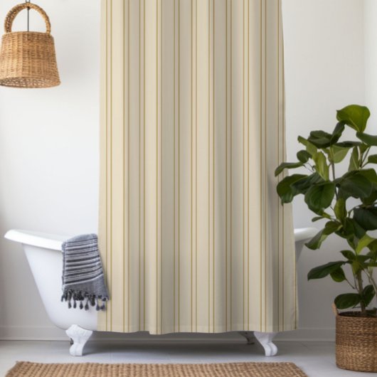 Beige en bruine verticale strepen douchegordijn