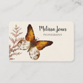 Beige en bruine Waterverf Butterfly Visitekaartje (Voorkant)