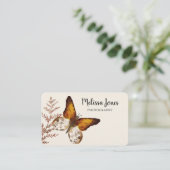 Beige en bruine Waterverf Butterfly Visitekaartje (Staand voorkant)