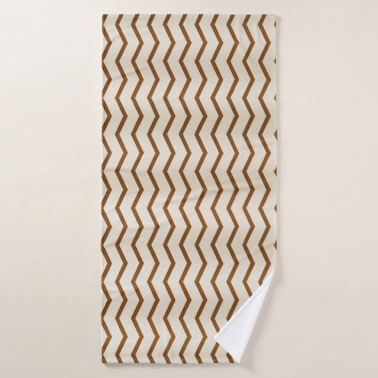 Beige en Bruine Zigzag badhanddoek (Badhanddoek)