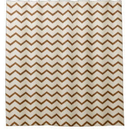 Beige en bruine zigzagpatroon douchegordijn