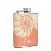 Beige en Coral Nautilus Shell met Monogram Heupfles (Rechts)