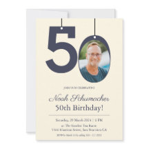 Beige en Cream  Custom Photo 50th Birthday