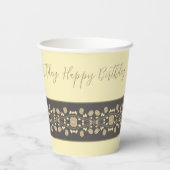 Beige en Cream Fancy Papieren Bekers (Achterkant)