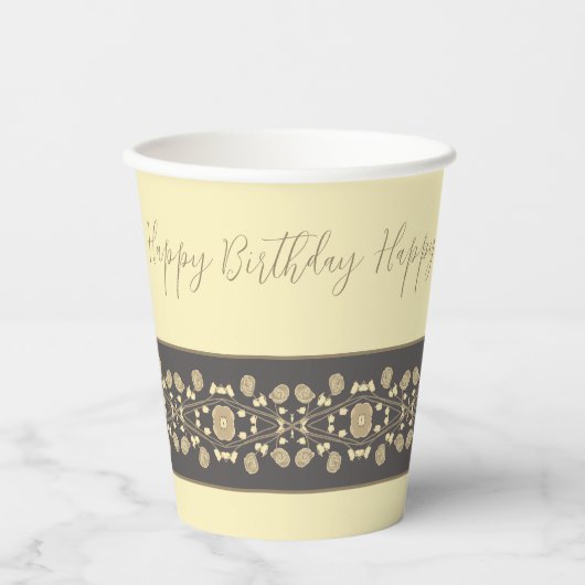 Beige en Cream Fancy Papieren Bekers (Voorkant)