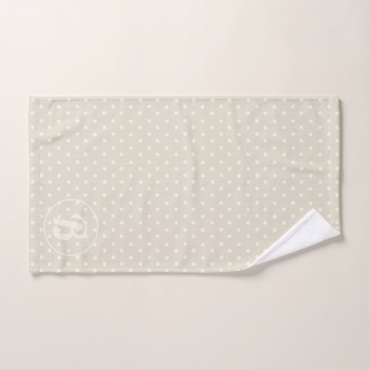 Beige en Cream Polka Dot Monogram Bad Handdoek (Handdoek)
