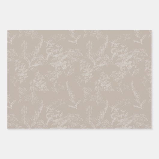 Beige en Cream Tonal Poison Flower Line Art Inpakpapier Vel (Voorkant 2)