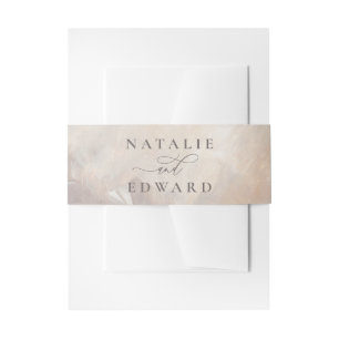 Beige en crème abstract geschilderde bruiloft uitnodigingen wikkel