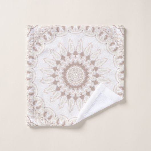 Beige en crème Mandala patroon Bad Handdoek (Wasdoekje)