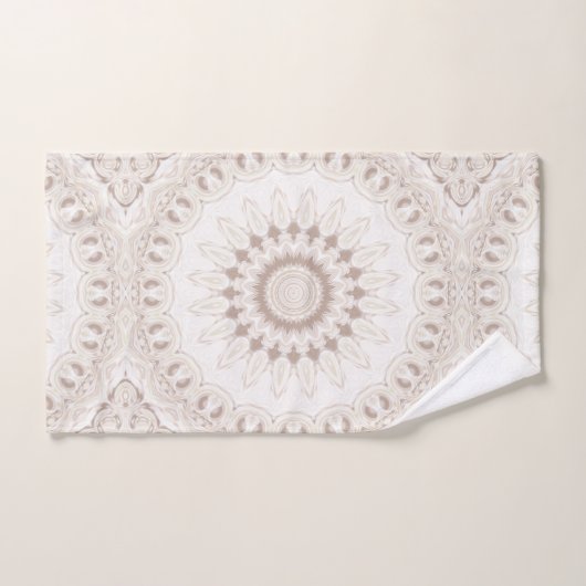 Beige en crème Mandala patroon Bad Handdoek (Handdoek)