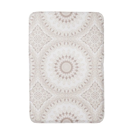 Beige en crème Mandala patroon Badmat (Voorkant Verticaal)
