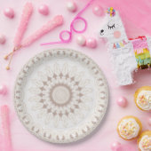 Beige en crème Mandala patroon Papieren Bordje (Feest)