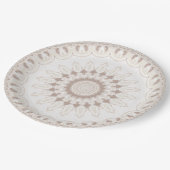 Beige en crème Mandala patroon Papieren Bordje (Gekanteld)