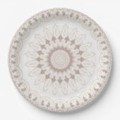 Beige en crème Mandala patroon Papieren Bordje (Voorkant)