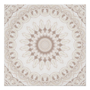 Beige en Crème Mandala Patroon Perfect Poster