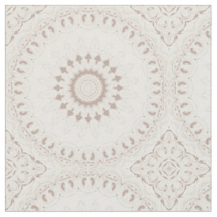 Beige en Crème Mandala Patroon Stof