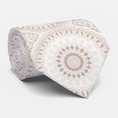 Beige en Crème Mandala Patroon Stropdas (Opgerold)