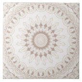 Beige en crème Mandala patroon Tegeltje (Voorkant)