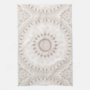 Beige en Crème Mandala Patroon Theedoek
