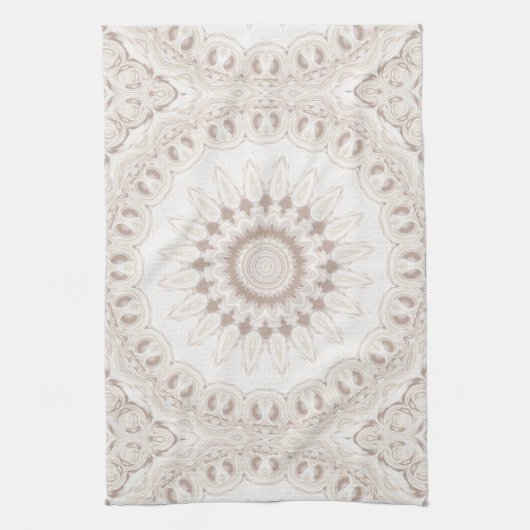 Beige en Crème Mandala Patroon Theedoek (Verticaal)