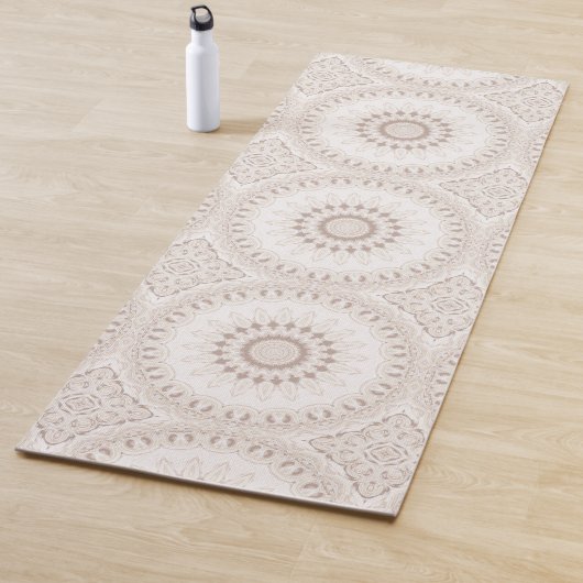 Beige en crème Mandala patroon Yogamat (In situ)