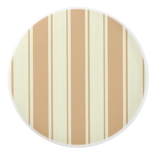 Beige en crème tikkende strepen keramische knop (Voorkant)