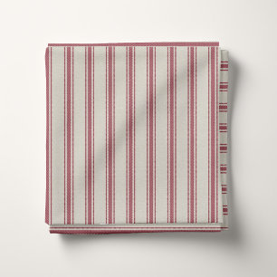 Beige en Crimson Red Classic Ticking Strepen Stof