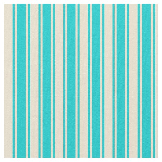 Beige en Dark Turquoise Lined/Striped Pattern Stof (Close Up)
