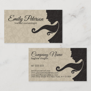 Beige en donkerbruine schoonheid / cosmetologie on visitekaartje