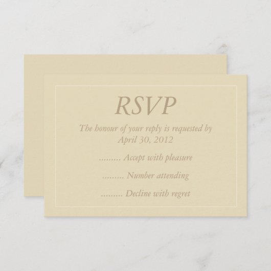 Beige en Ecru Event Reply, RSVP of Responskaarten (Voorkant / Achterkant)
