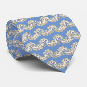 Beige en Ecru kant op blauw of elke kleur Stropdas