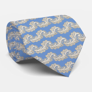 Beige en Ecru kant op blauw of elke kleur Stropdas