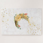 Beige en gele botanische maan grafisch legpuzzel (Horizontaal)