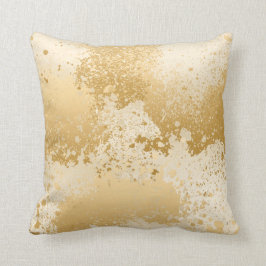 Beige en Gold Paint Splatter Kussen
