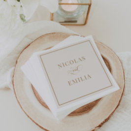 Beige en Gouden Eenvoudige Klassieke Huwelijk Servet