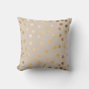 Beige en Gouden Glitter Polka Dot Pillow Kussen