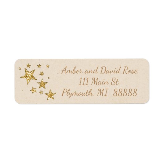 Beige en gouden ster Kerstmis adreslabel Etiket (Voorkant)