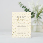 Beige en goudprinkle Genderneutraal Baby shower Uitnodiging Briefkaart (Staand voorkant)