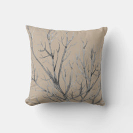 Beige en Grey Waterverf Branches Sierkussen