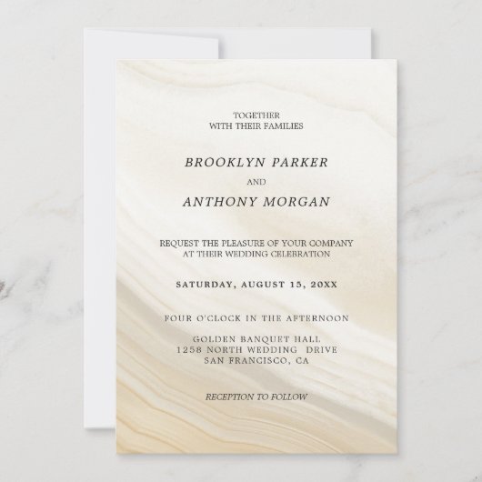 Beige En Grijs Gemarmerde Trouwdag Kaart (Voorkant)
