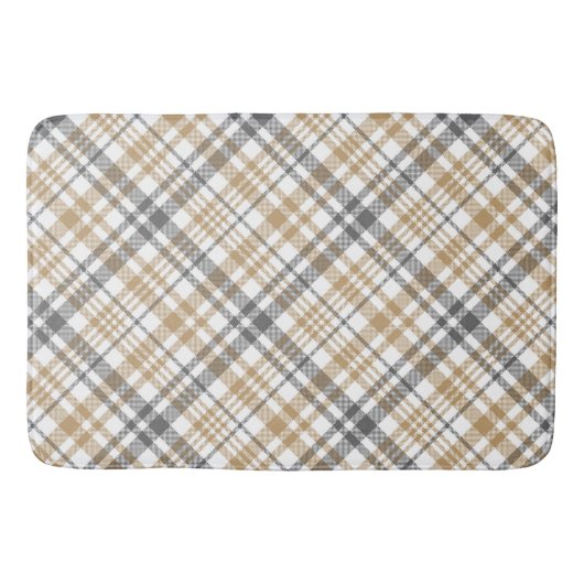 Beige en grijs pllaid badmat (Voorkant)