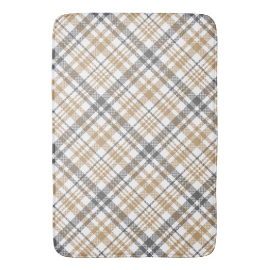 Beige en grijs pllaid badmat (Voorkant Verticaal)