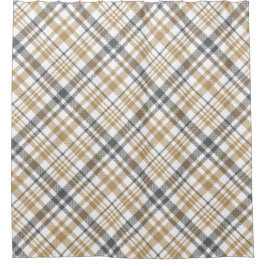 Beige en grijs pllaid douchegordijn