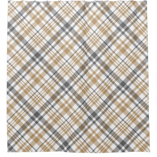 Beige en grijs pllaid douchegordijn (Voorkant)