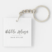 Beige en grijze elegante moderne girly prijs QR-co Sleutelhanger (Achterkant)