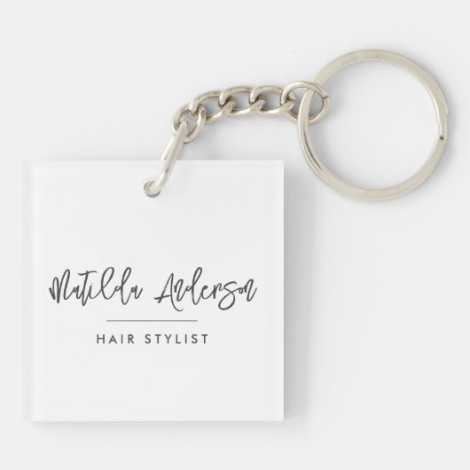 Beige en grijze elegante moderne girly prijs QR-co Sleutelhanger (Achterkant)