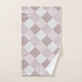 Beige en Grijze Geometrische Patchwork Patroon Obl Bad Handdoek (Handdoek)