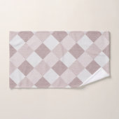 Beige en Grijze Geometrische Patchwork Patroon Obl Bad Handdoek (Handdoek)