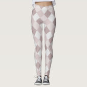Beige en Grijze Geometrische Patchwork Patroon Obl Leggings (Voorkant)